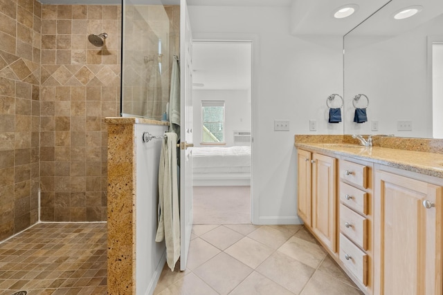 7 Shadow Brook Dr, Hanover, NH 03755 - ensuite bathroom with vanity, a walk in shower, tile patterned floors, and recessed lighting