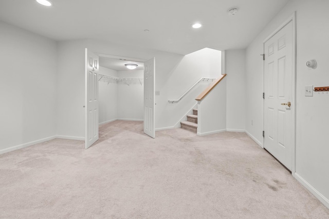 7 Shadow Brook Dr, Hanover, NH 03755 - below grade area with carpet flooring, recessed lighting, and stairs