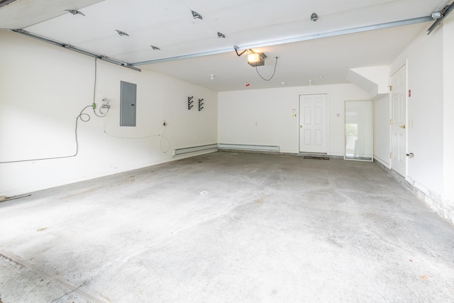 7 Shadow Brook Dr, Hanover, NH 03755 - garage featuring a garage door opener, electric panel, and baseboard heating