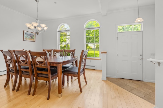 7 Shadow Brook Dr, Hanover, NH 03755 - dining area with a chandelier, light wood-style flooring, healthy amount of natural light, and crown molding