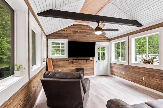 6 Rainbow Dr, Ossipee, NH 03864 - sunroom with plenty of natural light, wood walls, wood ceiling, and wood finished floors