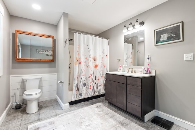 6 Rainbow Dr, Ossipee, NH 03864 - bathroom featuring a shower with shower curtain, vanity, and granite tiled floors