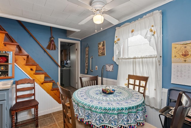 3123 Carter Hill Rd, Highgate, VT 05488 - dining room with a ceiling fan and stairs