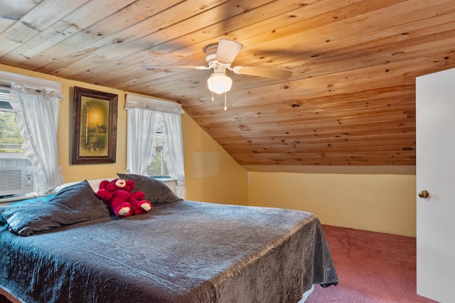 3123 Carter Hill Rd, Highgate, VT 05488 - bedroom featuring wooden ceiling, carpet flooring, multiple windows, vaulted ceiling, and ceiling fan