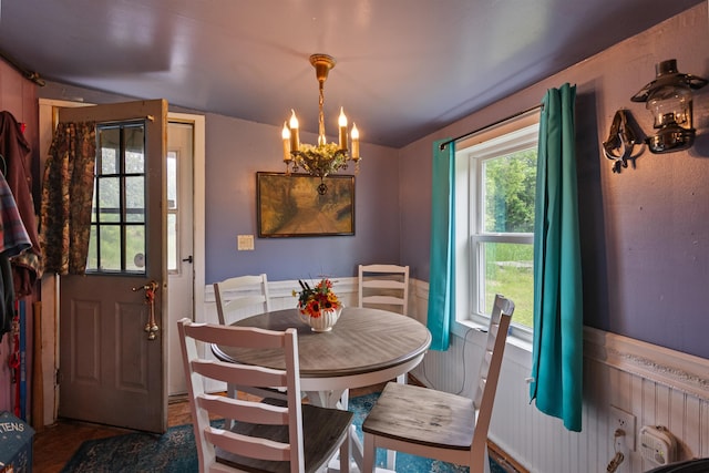 3123 Carter Hill Rd, Highgate, VT 05488 - dining area with lofted ceiling, a chandelier, and radiator