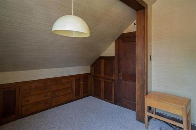 18 Bridge St, Rockingham, VT 05101 - additional living space featuring lofted ceiling, carpet flooring, and wallpapered walls