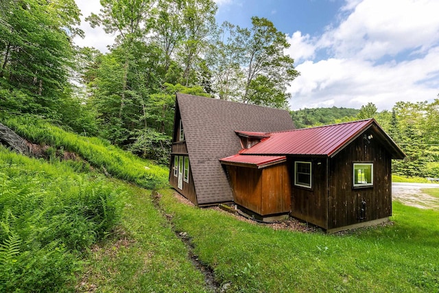 7271 Windham Hill Rd, Windham, VT 05359 - view of side of property featuring a lawn and a metal roof