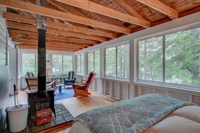 28 Brook Ln, Conway, NH 03818 - sunroom featuring wood ceiling and wood finished floors