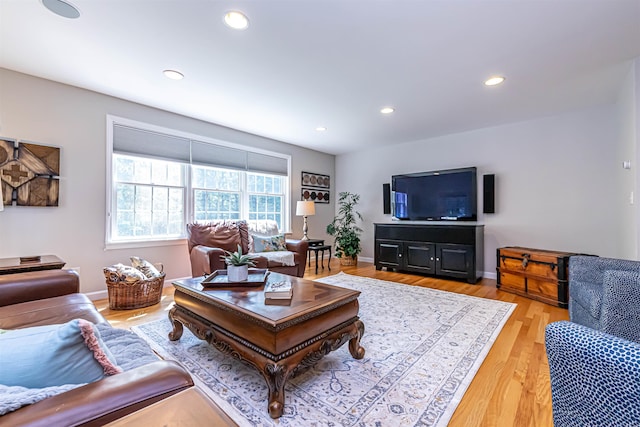 48 Cider Mill Rd, Bedford, NH 03110 - living room featuring light wood-style floors and recessed lighting