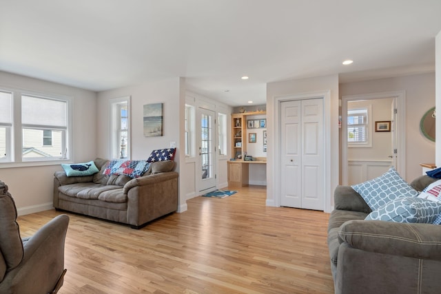 5 Fellows Ave, Hampton, NH 03842 - living room with light wood-style flooring, healthy amount of natural light, and recessed lighting