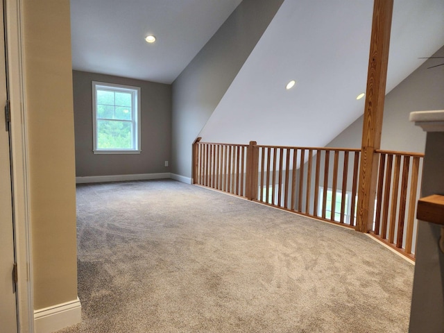 22 John Hardie Way, Chichester, NH 03234 - additional living space featuring carpet flooring, lofted ceiling, and recessed lighting