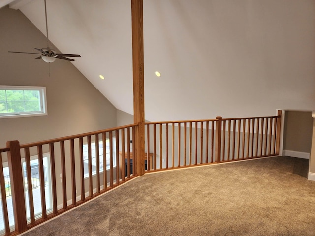 22 John Hardie Way, Chichester, NH 03234 - carpeted spare room featuring ceiling fan, lofted ceiling, and recessed lighting