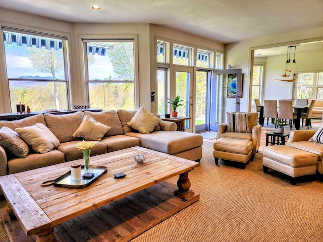 201 Lower Judson Ln, Stowe, VT 05672 - living room with carpet floors and recessed lighting