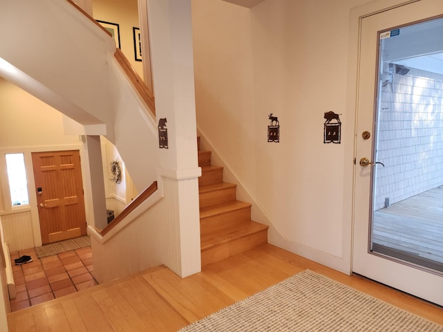 201 Lower Judson Ln, Stowe, VT 05672 - foyer featuring stairway and light wood finished floors