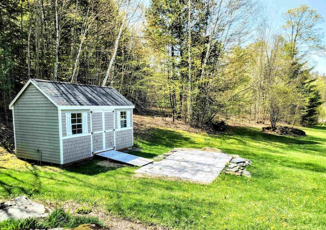 201 Lower Judson Ln, Stowe, VT 05672 - view of grassy yard with a storage unit