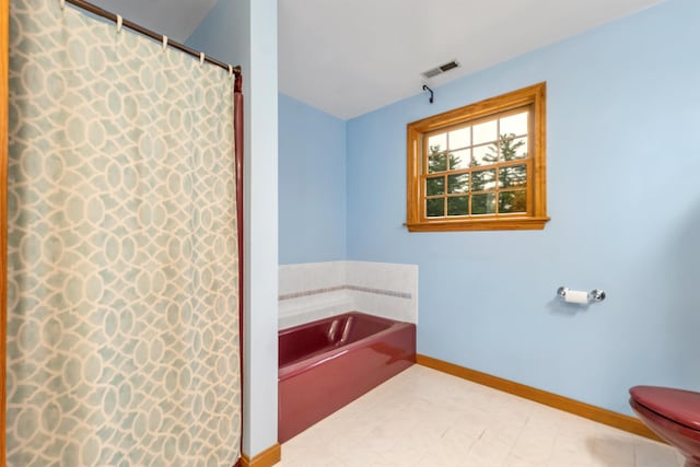 481 New Orchard Rd, Epsom, NH 03234 - bathroom featuring a garden tub and curtained shower