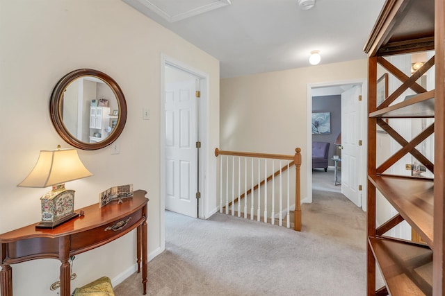 148 Deer Meadow Rd, Pittsfield, NH 03263 - hallway featuring an upstairs landing and carpet flooring