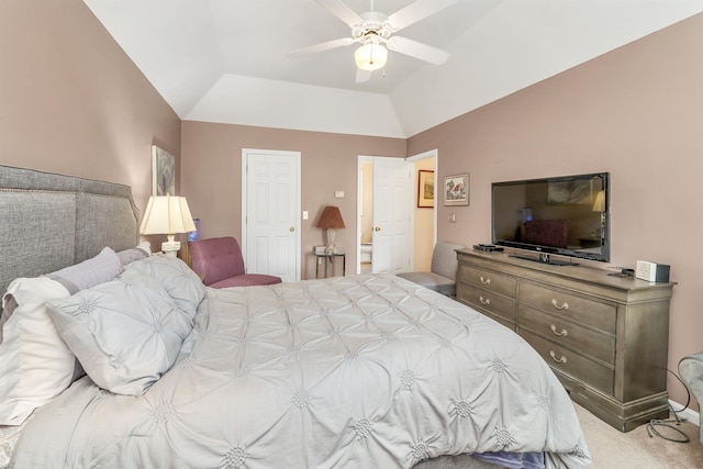 148 Deer Meadow Rd, Pittsfield, NH 03263 - carpeted bedroom with vaulted ceiling and ceiling fan
