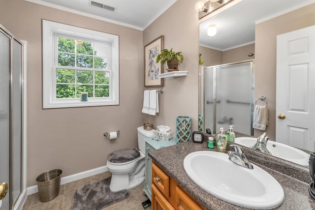 148 Deer Meadow Rd, Pittsfield, NH 03263 - full bathroom featuring vanity, a stall shower, and ornamental molding