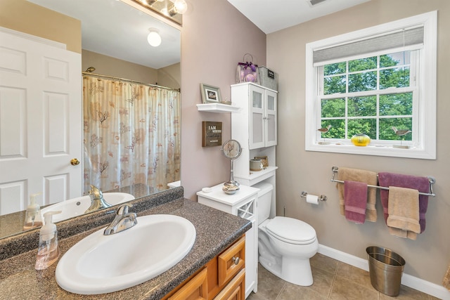148 Deer Meadow Rd, Pittsfield, NH 03263 - full bathroom featuring vanity, tile patterned floors, and a shower with curtain