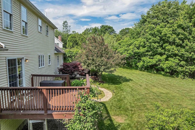 148 Deer Meadow Rd, Pittsfield, NH 03263 - view of green lawn with a deck
