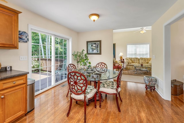 148 Deer Meadow Rd, Pittsfield, NH 03263 - dining area with plenty of natural light, ceiling fan, and light wood-type flooring