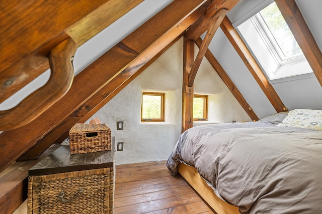 417 Maple Hill Rd, Arlington, VT 05250 - bedroom with a skylight and hardwood / wood-style flooring