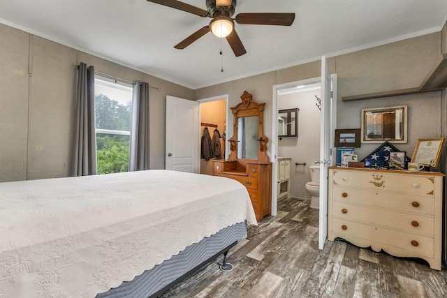 205 Windsor Rd, Hillsborough, NH 03244 - bedroom featuring wood finished floors, ensuite bath, and a ceiling fan