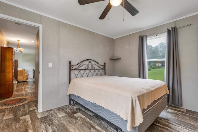 205 Windsor Rd, Hillsborough, NH 03244 - bedroom with wood finished floors, crown molding, and a ceiling fan