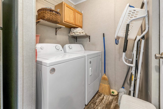 205 Windsor Rd, Hillsborough, NH 03244 - laundry room with cabinet space, washer and clothes dryer, and wood finished floors