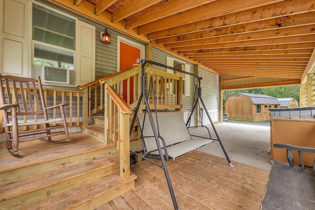 205 Windsor Rd, Hillsborough, NH 03244 - deck featuring a shed and cooling unit