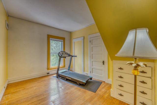 34 Union St, Littleton, NH 03561 - exercise area featuring light wood-type flooring and baseboards