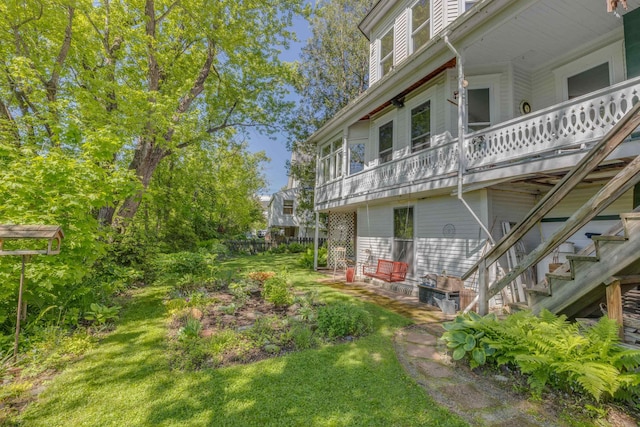 34 Union St, Littleton, NH 03561 - view of grassy yard with stairway