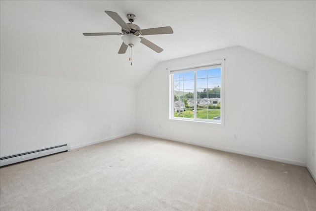 54 Gallagher Acres Ext, Moretown, VT 05676 - additional living space with vaulted ceiling, carpet floors, baseboard heating, and a ceiling fan