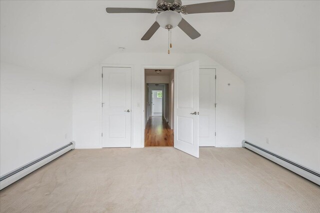 54 Gallagher Acres Ext, Moretown, VT 05676 - bonus room with a baseboard heating unit, vaulted ceiling, light carpet, and ceiling fan