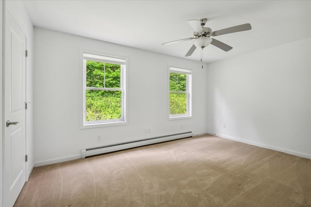 54 Gallagher Acres Ext, Moretown, VT 05676 - spare room featuring a baseboard heating unit, carpet, and ceiling fan
