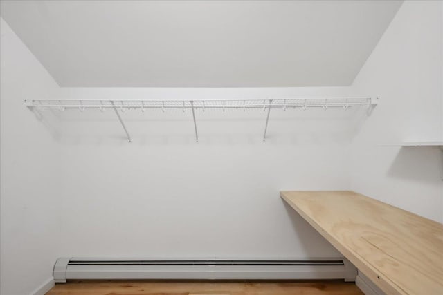 54 Gallagher Acres Ext, Moretown, VT 05676 - walk in closet featuring baseboard heating and wood finished floors