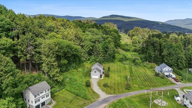 54 Gallagher Acres Ext, Moretown, VT 05676 - drone / aerial view of a heavily wooded area and a mountain backdrop