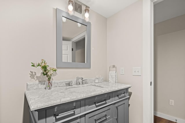 2366 Mountain Rd Unit 1, Stowe, VT 05672 - bathroom with vanity and wood finished floors