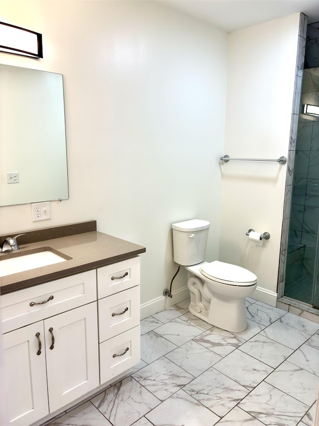 10 Diamond Oaks Blvd Unit 6, Kingston, NH 03848 - bathroom featuring marble look tiles, vanity, and a stall shower