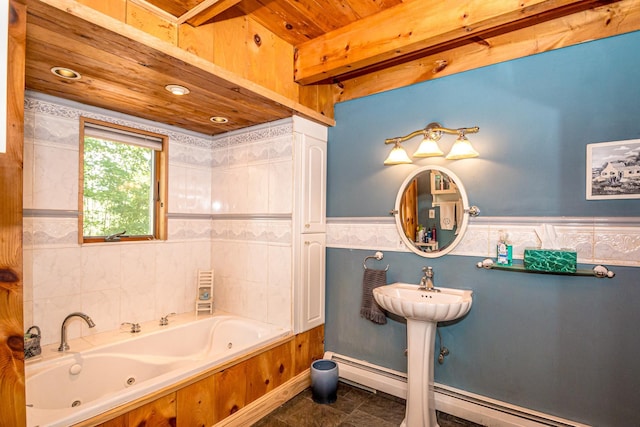 20 Pine Lane Rd, Ossipee, NH 03890 - bathroom with a jetted tub and baseboard heating