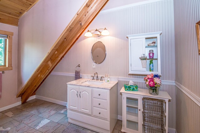 20 Pine Lane Rd, Ossipee, NH 03890 - bathroom featuring vanity and wainscoting