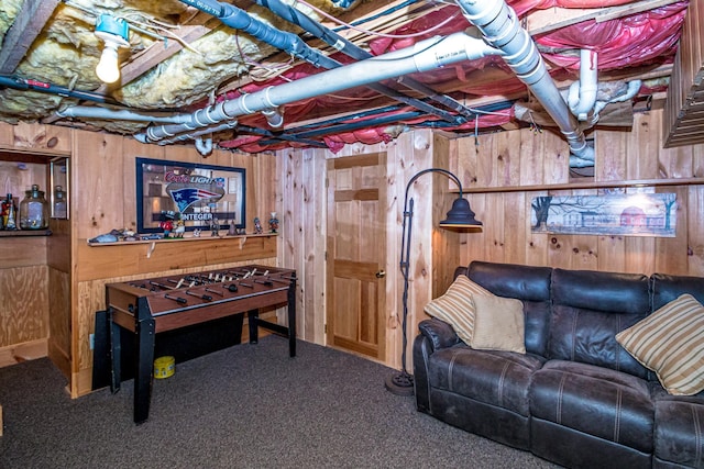20 Pine Lane Rd, Ossipee, NH 03890 - game room with wood walls and carpet floors