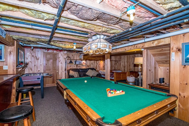 20 Pine Lane Rd, Ossipee, NH 03890 - playroom with carpet, billiards, and wood walls