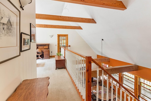 532 Randolph Rd, Stowe, VT 05672 - hall featuring carpet floors, healthy amount of natural light, and an upstairs landing