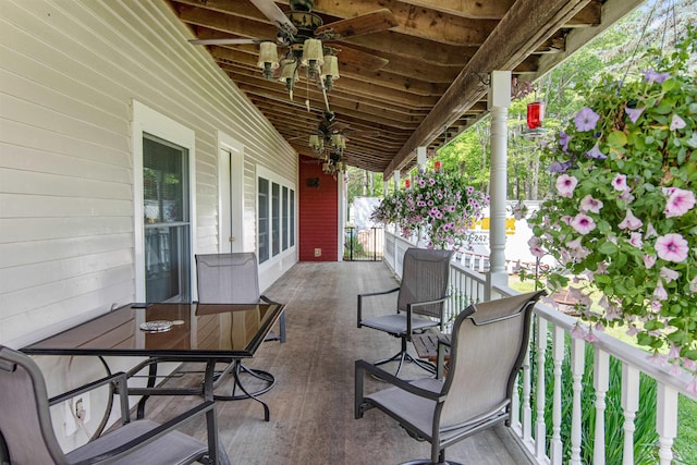532 Randolph Rd, Stowe, VT 05672 - view of patio with a ceiling fan and outdoor dining area