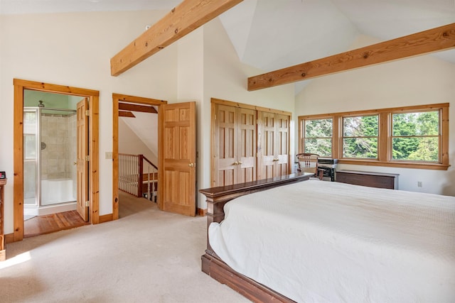 532 Randolph Rd, Stowe, VT 05672 - carpeted bedroom featuring high vaulted ceiling