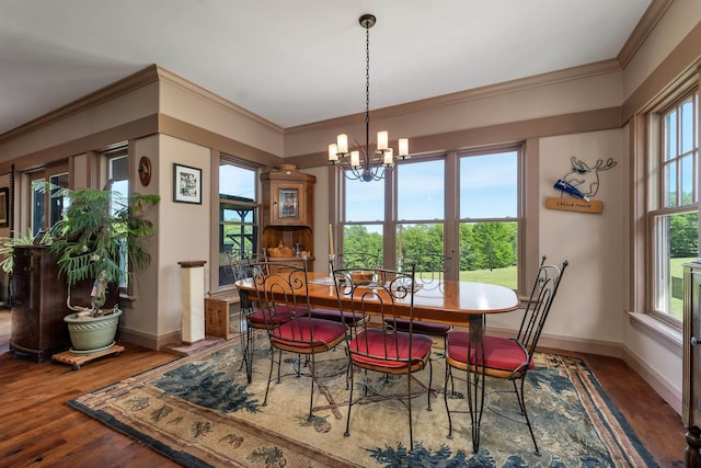 3 Simon Hill Rd, Ossipee, NH 03864 - dining area with a chandelier, wood finished floors, and crown molding