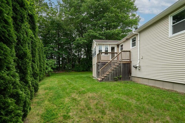 2 Littlehale Rd, Durham, NH 03824 - view of grassy yard with stairway and a deck