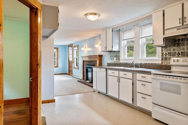 23 Riverlake St, Alton, NH 03810 - kitchen featuring white appliances, under cabinet range hood, tasteful backsplash, and healthy amount of natural light